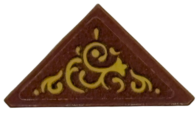 Tile, Modified 2 x 2 Triangular with Gold Filigree on Reddish Brown Background Pattern (Sticker) - Sets 75684 / 75687