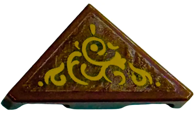 Tile, Modified 2 x 2 Wedge Triangular with Gold Filigree on Transparent Background Pattern (Sticker) - Sets 75689 / 75691