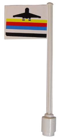 Flag on Flagpole, Straight with Classic Airport Logo Pattern on Both Sides (Stickers) - Set 6396