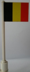 Flag on Flagpole, Straight with Belgium Pattern (Stickers)
