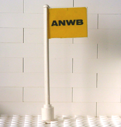 Flag on Flagpole, Straight with 'ANWB' on Yellow Background Pattern (Sticker) - Set 1590-2