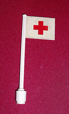 Flag on Flagpole, Straight with Red Cross Pattern on Both Sides (Stickers) - Sets 363-1 / 555-1