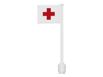 Flag on Flagpole, Straight with Red Cross Pattern on Both Sides (Stickers) - Sets 363-1 / 555-1