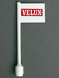 Flag on Flagpole, Straight with 'VELUX' Pattern on Both Sides (Stickers) - Set 1854