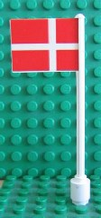 Flag on Flagpole, Straight with Denmark Pattern (Stickers)