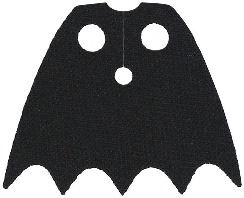 Minifigure Cape Cloth with Top Holes and Scalloped 5 Points Bottom (Batman), Short, Circle Neck Cut - Spongy Stretchable Fabric