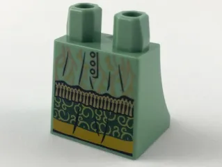 Lower Body, Skirt with Tree Branches, Tassels and Dark Green and Dark Yellow Bottom Sections Pattern