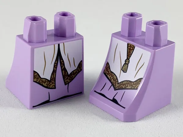 Lower Body, Skirt with White Robe with Reddish Brown and Dark Tan Hem Pattern