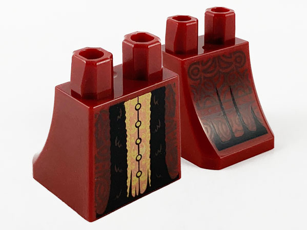 Lower Body, Skirt with Dark Brown Filigree, Black Stripes and Copper and Gold Center Panel Pattern