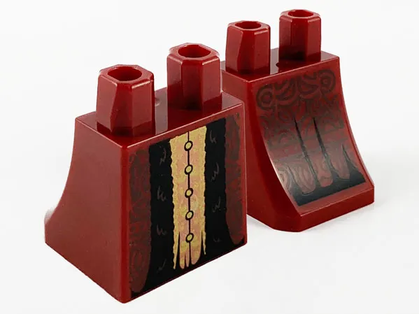 Lower Body, Skirt with Dark Brown Filigree, Black Stripes and Copper and Gold Center Panel Pattern