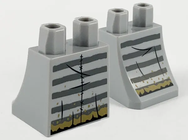 Lower Body, Skirt with 5 Dark Bluish Gray Prison Stripes and Dark Tan Mud Pattern on Both Sides