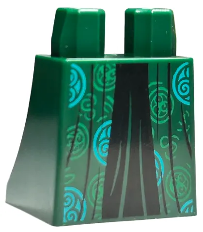 Lower Body, Skirt with Green and Medium Green Circles and Black Dress Pattern