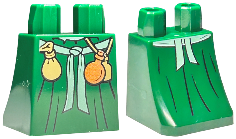 Lower Body, Skirt with Sand Green Sash, Dark Orange and Dark Tan Potion Bottles, and Purse Pattern