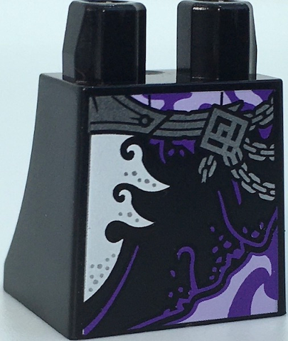 Lower Body, Skirt with Silver Belt and Dark Purple, Medium Lavender and White Pattern