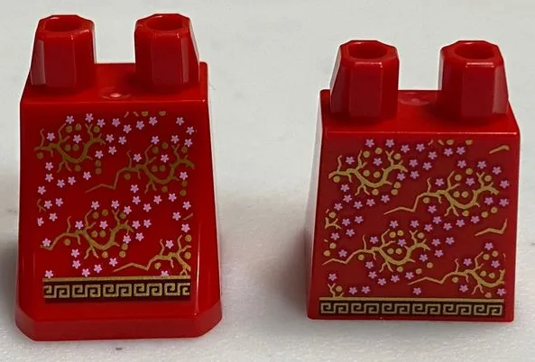 Lower Body, Skirt with Bright Pink Flowers, Gold Branches Pattern (BAM)