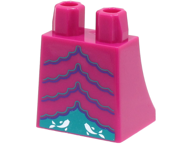 Lower Body, Skirt with Dark Turquoise and Dark Purple Trim and White Koi Fish Pattern (BAM)