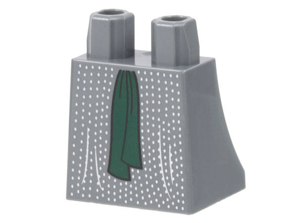 Lower Body, Skirt with Silver Dots and Wrinkles and Dark Green Sash Pattern