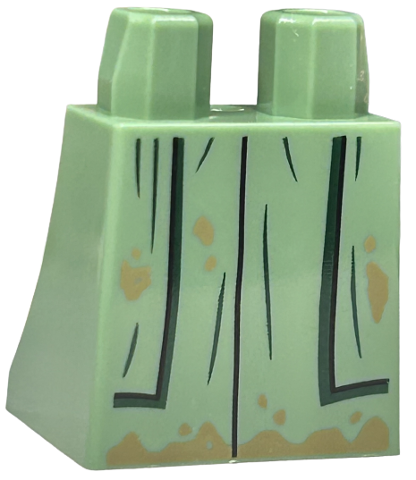 Lower Body, Skirt with Robe Ends with Black and Dark Green Folds and Dark Tan Dirt Stains Pattern