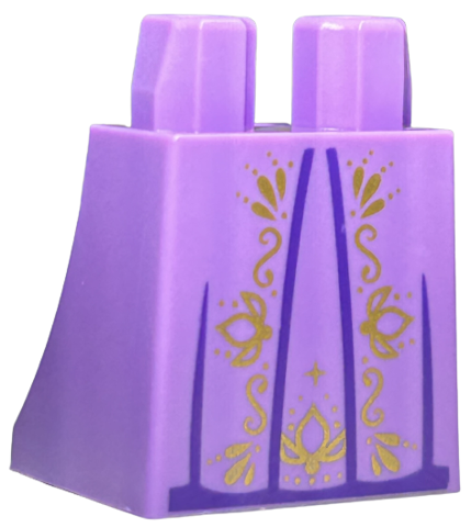 Lower Body, Skirt with Dark Purple Folds, Gold Dots, Sparkles and Filigree Pattern