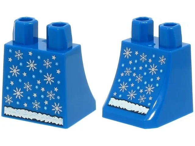 Lower Body, Skirt with Silver and Bright Light Blue Snowflakes and Stars and White Fur Trim Pattern (BAM)