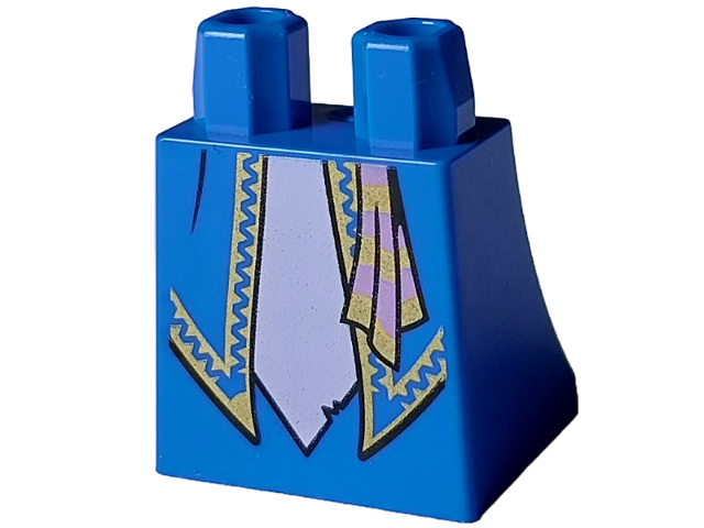 Lower Body, Skirt with Robe Ends with Gold Trim and Black Fold over Lavender Dress and Sash End with Medium Lavender Stripes Pattern