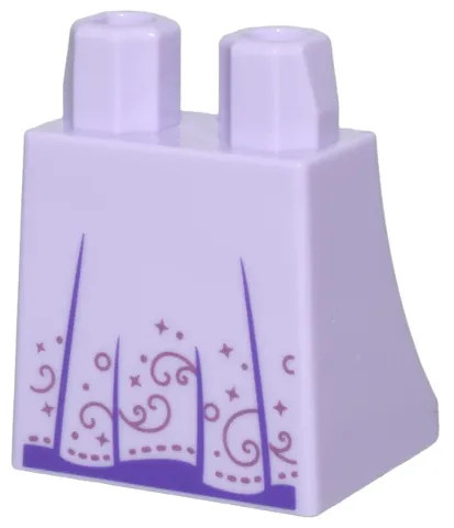 Lower Body, Skirt with Dark Purple Folds, Metallic Pink Dots, Sparkles and Filigree Pattern