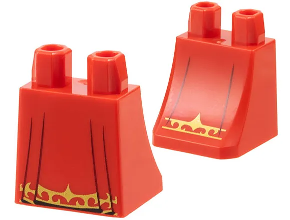 Lower Body, Skirt with Black Gathers and Gold Trim at End Pattern