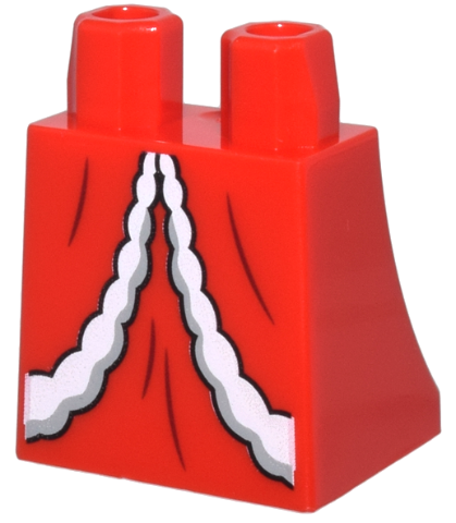 Lower Body, Skirt with Dress with White Fur Trim and Dark Red Folds Pattern