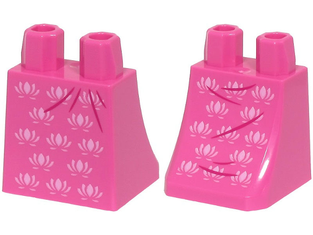 Lower Body, Skirt with Bright Pink Flowers and Magenta Creases Pattern (BAM)