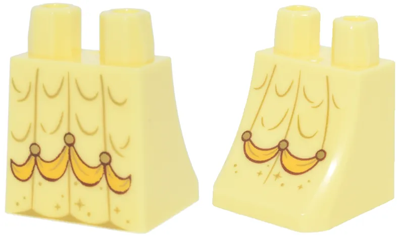 Lower Body, Skirt with Dress with Gold Pleats and Sparkles, Reddish Brown and Yellow Sash Pattern