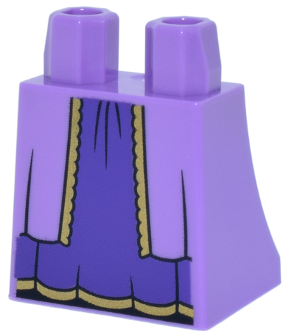 Lower Body, Skirt with Robe Ends with Gold Trim Open over Dark Purple Dress with Black Creases Pattern
