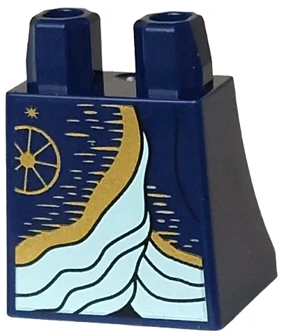 Lower Body, Skirt with Coat Ends with Gold Trim and Lines over Light Aqua Dress Pattern