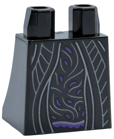 Lower Body, Skirt with Dark Purple Dress Hem and Spots, Silver Wavy Lines and Striped Coat Ends Pattern