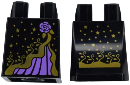 Lower Body, Skirt with Dress with Gold Elaborate Trim, Stars and Dots, Medium Lavender Rose and Underskirt Pattern (BAM)