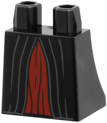 Lower Body, Skirt with Cloak with Dark Bluish Gray Gathers over Red Robe Pattern