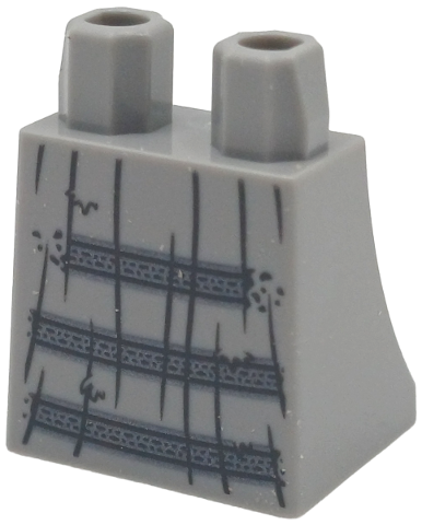 Lower Body, Skirt with Dark Bluish Gray Folds and 3 Silver Horizontal Stripes with Dots and Lines Pattern