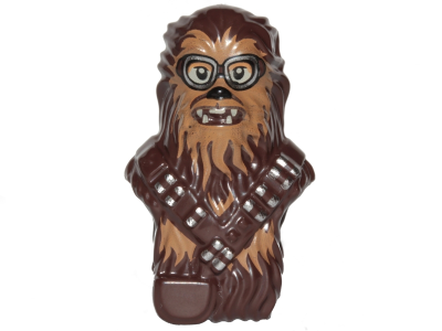 Minifigure, Head, Modified SW Wookiee with Double Bandolier and Pouch, Chewbacca with Medium Nougat Face Fur, Teeth and Goggles Pattern