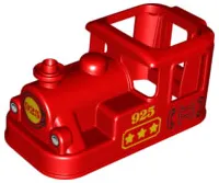Duplo, Train Steam Engine Cabin 4 x 8 x 3 1/2 with Yellow No. 925 Pattern