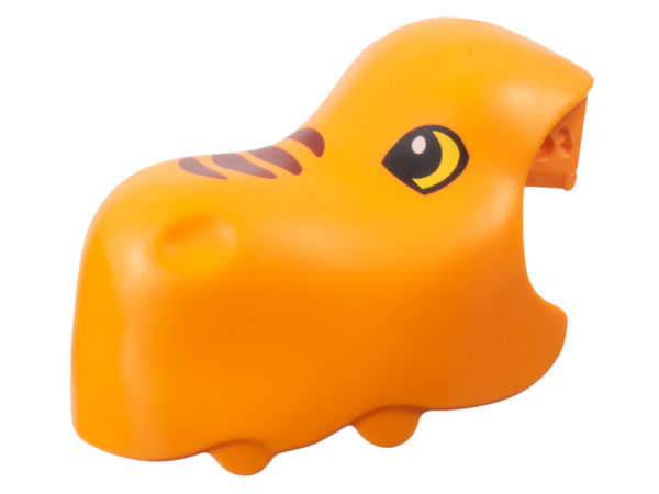 Duplo Dinosaur Tyrannosaurus rex Head and Upper Jaw with Dark Red Stripes, Black and Yellow Eyes Pattern