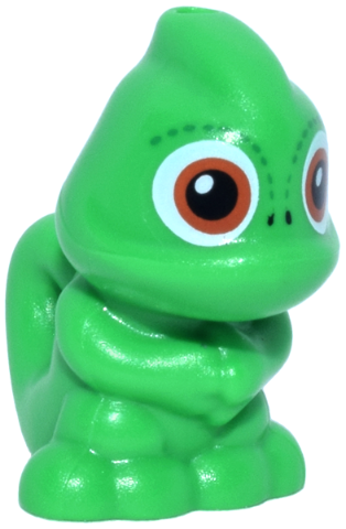 Chameleon, Friends Style, Upright with Hole on Top and Hole on Tail with Dark Orange Eyes Pattern (Disney Pascal)