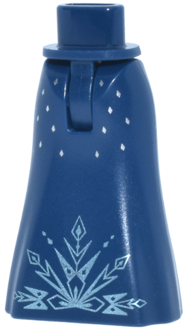 Mini Doll Hips and Skirt Full Length with Metallic Light Blue Snowflake and Silver Diamonds Pattern - Thin Hinge