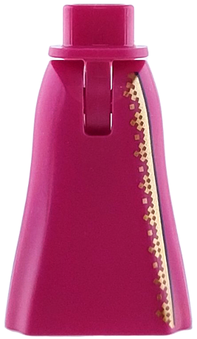 Mini Doll Hips and Skirt Full Length with Gold and Dark Blue Trim Pattern - Thin Hinge