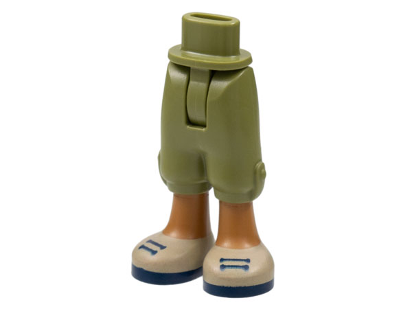 Mini Doll Hips and Trousers Cropped with Molded Medium Nougat Legs and Printed Tan Shoes with Dark Blue Laces and Soles Pattern - Thin Hinge