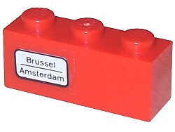 Brick 1 x 3 with 'Brussel - Amsterdam' Pattern on Left (Sticker) - Set 7745