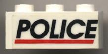Brick 1 x 3 with Black 'POLICE' Red Line Pattern (Sticker) - Set 6483