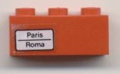 Brick 1 x 3 with 'Paris - Roma' Pattern on Left Side (Sticker) - Set 7745