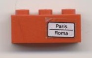 Brick 1 x 3 with 'Paris - Roma' Pattern on Right Side (Sticker) - Set 7745