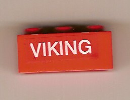 Brick 1 x 3 with White 'VIKING' Pattern (Sticker) - Set 6541