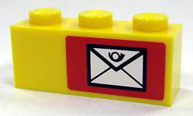 Brick 1 x 3 with Mail Envelope Pattern Right (Sticker) - Set 7732