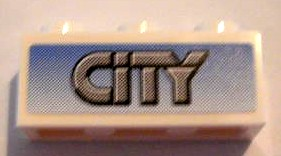Brick 1 x 3 with Gray 'CITY' On Blue Background Pattern (Sticker) - Set 8404